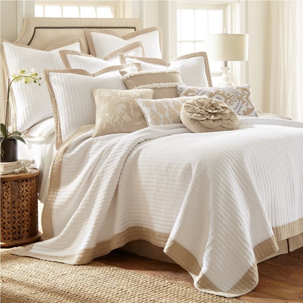 Levtex White and Tan Quilt Set king